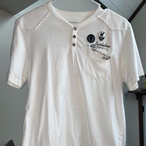 Mens white pocket detail tee. Size Large.